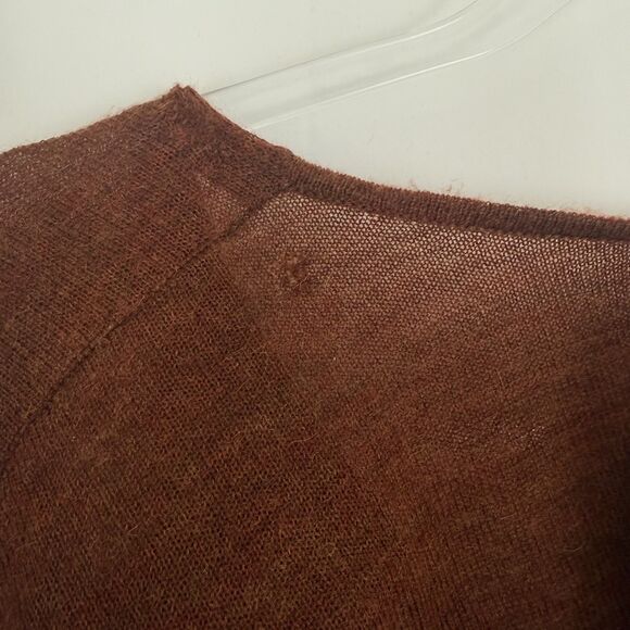 EILEEN FISHER Royal Alpaca V-Neck Sweater S Burnt Orange 3/4 Sleeve Soft B41 - Picture 3 of 5